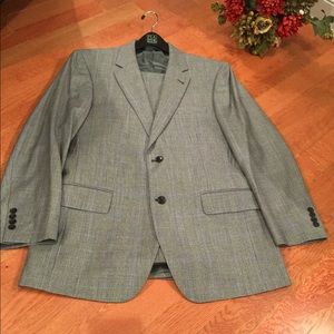 Jos ABank black glen plaid wool suit